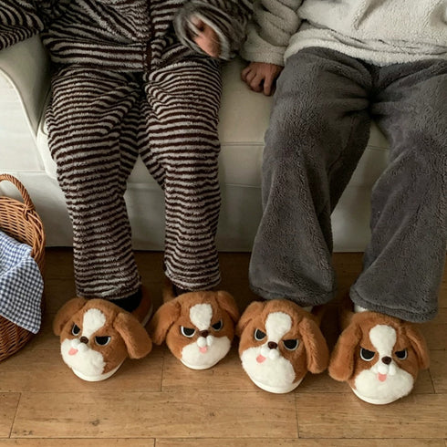 Grumpy Puppy Plush House Slippers
