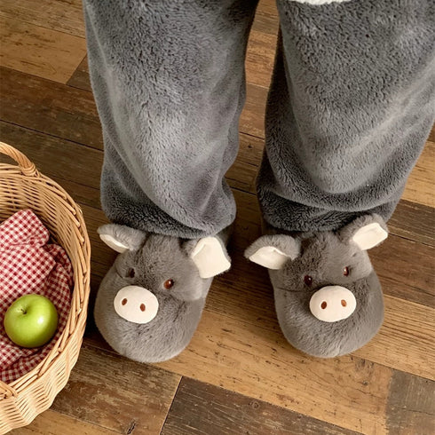 Plush Piggy Snout House Slippers