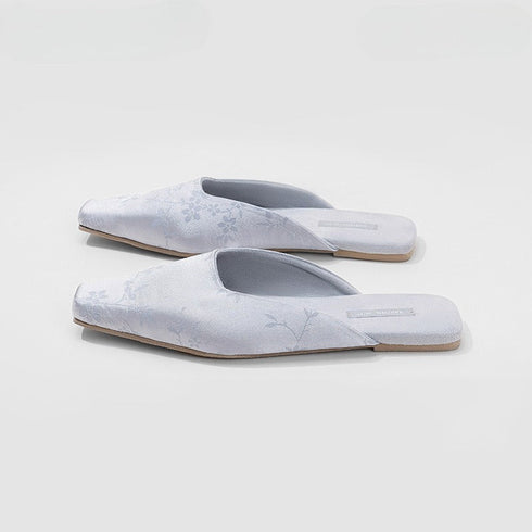 Pointed Bloom Embroidered House Mules