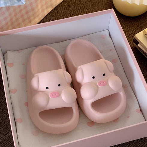 Cartoon Piggy Thick Sole Slides