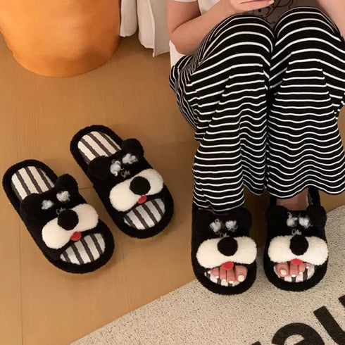 Whimsical Schnauzer Plush House Slides