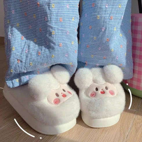 Fuzzy Pom Pom Cartoon Slippers