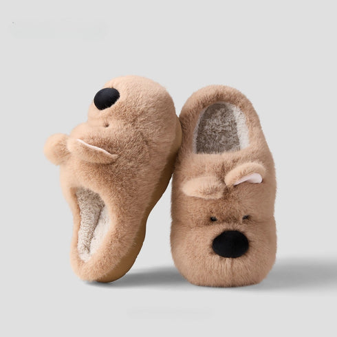 Fuzzy Puppy Face Plush Slippers