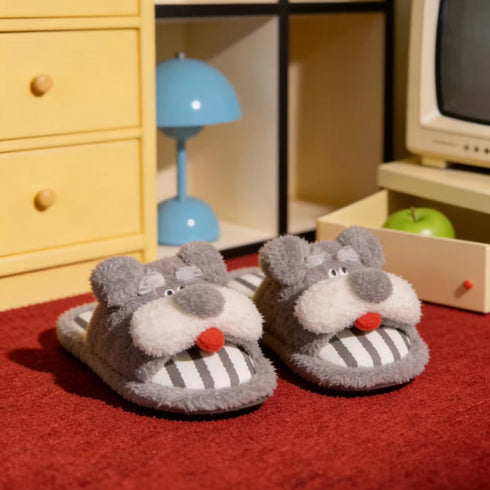 Whimsical Schnauzer Plush House Slides