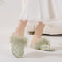 Feather-Pom Quilted Lounge Slippers