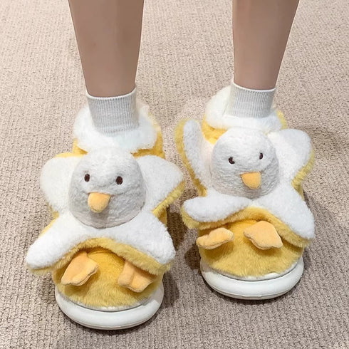 Whimsical Duck Plush Winter Slippers