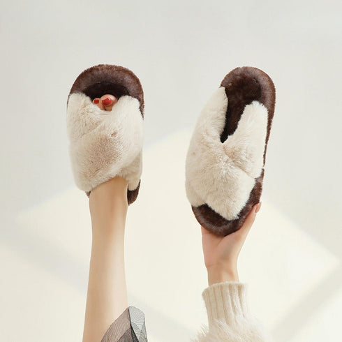 Crisscross Cloud Plush Platform Slippers