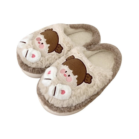 Cartoon Face Fuzzy Home Slippers