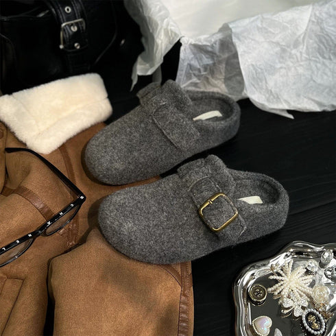 Felt Buckle Slip-On Clogs