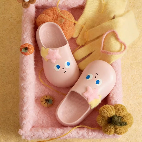 Whimsical Star Face Platform Clogs