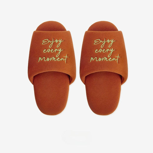 Embroidered Lettering Open Toe Slides