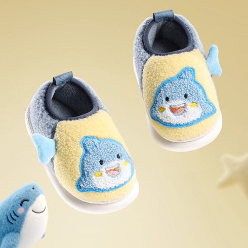 Fuzzy Shark Fin Toddler Slippers