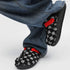 Frayed Checkerboard Buckle Strap Mules