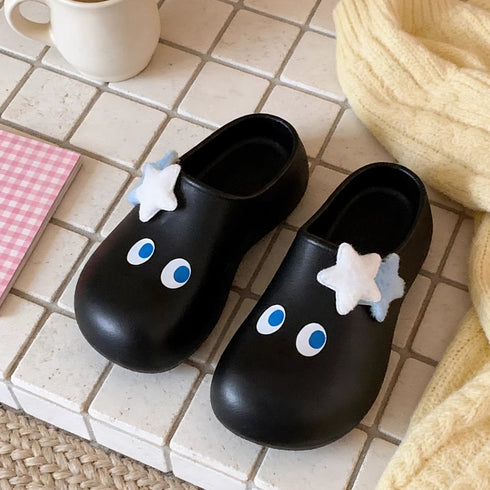 Whimsical Star Face Platform Clogs