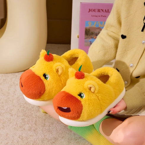 Fuzzy Calf Plush House Slippers