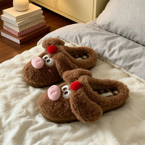 Cherry Piglet Plush House Slippers