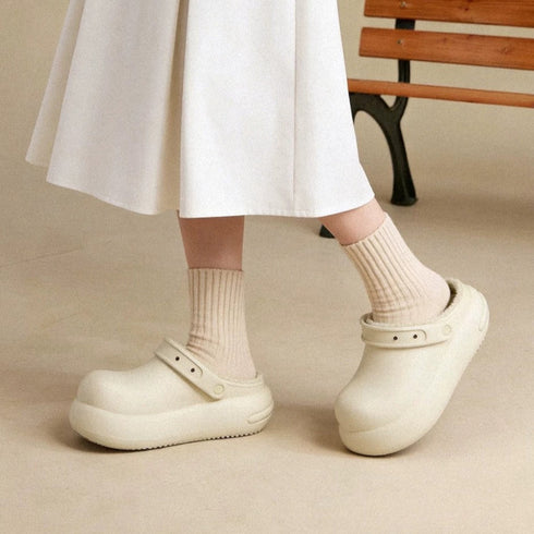 Puffy Bread Platform Fleece Clogs