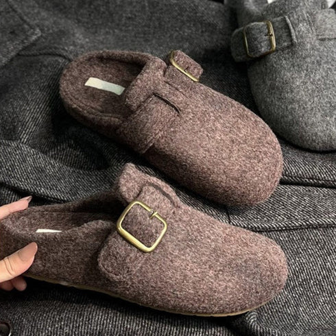 Felt Buckle Slip-On Clogs