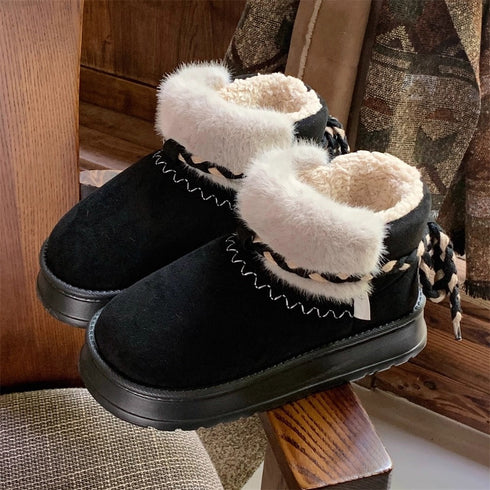 Braided Fleece-Lined Platform Boots