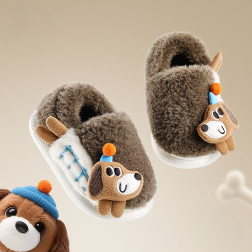 Fuzzy Puppy Party Hat Slippers