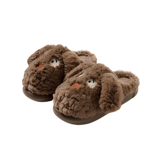 Whimsical Puppy Face Plush Slippers