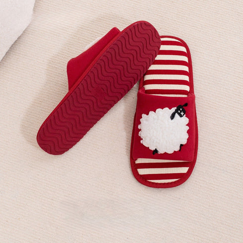Fuzzy Sheep Striped Home Slides
