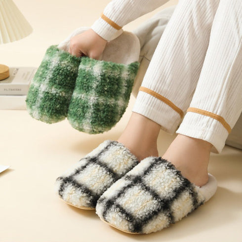 Chunky Check Sherpa Slippers