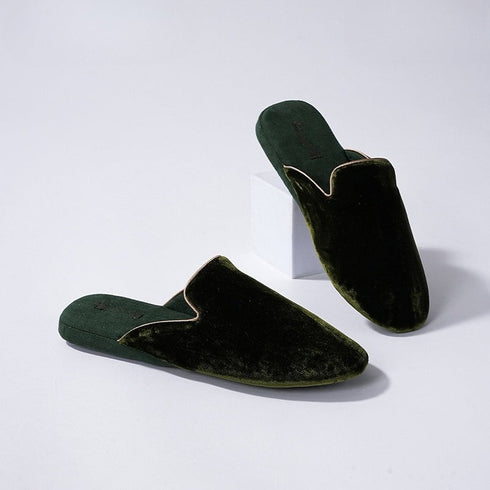 V-Notch Piped Silk-Touch Mules