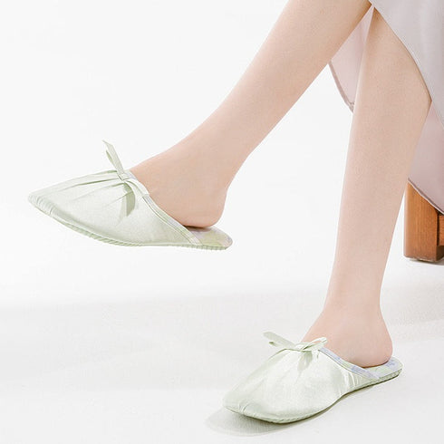Silky Bow Pointed Home Slippers