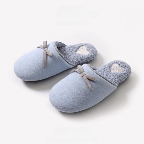 Snug Bow Knot Heart Slippers