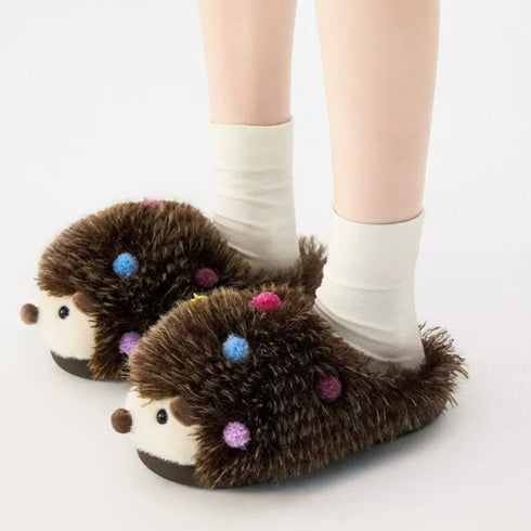 Whimsical Hedgehog Plush House Slippers