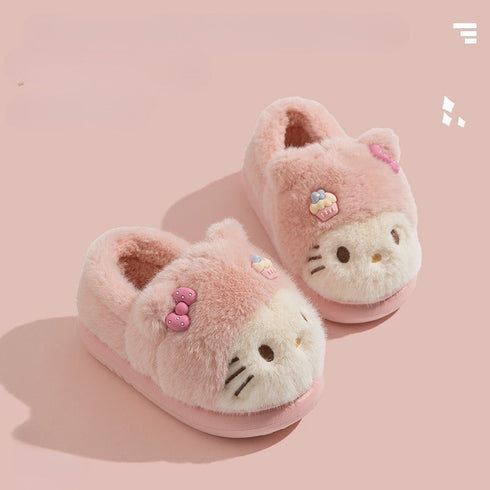 Whiskered Kitty Plush Indoor Slippers