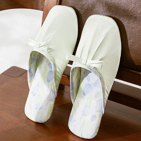Silky Bow Pointed Home Slippers