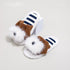 Furry Puppy Striped Plush Slides
