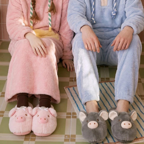 Plush Piggy Snout House Slippers