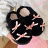 Heart Bow Cloud Plush Slippers