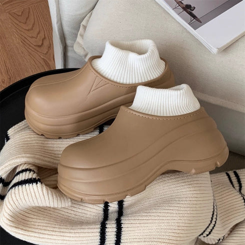 Chunky Knit-Cuff Winter Boots