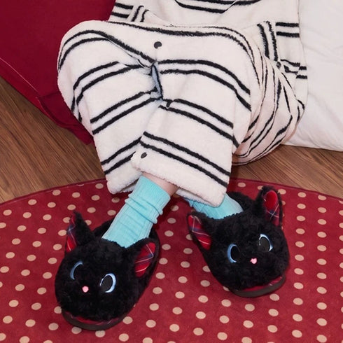 Plaid Ear Kitten House Slippers