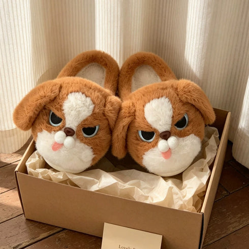 Grumpy Puppy Plush House Slippers