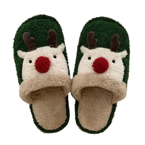 Reindeer Pom-Nose Cozy Slippers