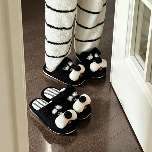 Schnauzer Pup Plush House Slippers