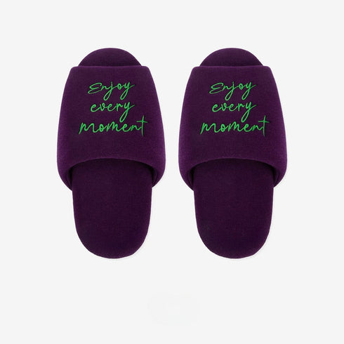 Embroidered Lettering Open Toe Slides
