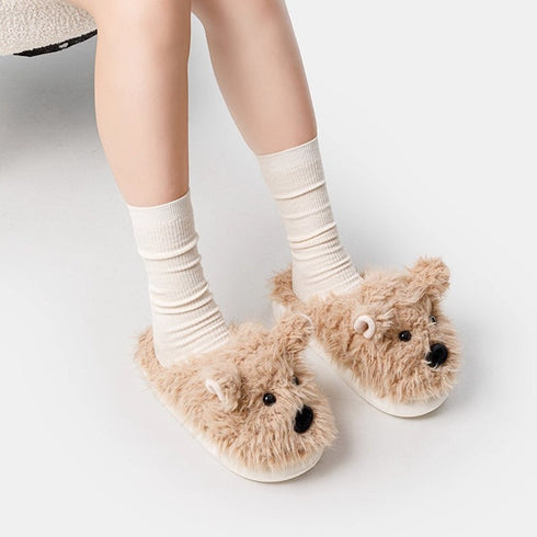 Shaggy Westie Puppy Plush Slippers