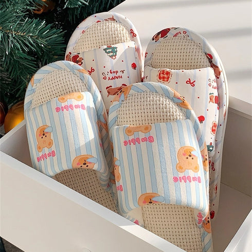 Striped Bear Band Woven Slides