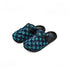 Frayed Checkerboard Buckle Strap Mules