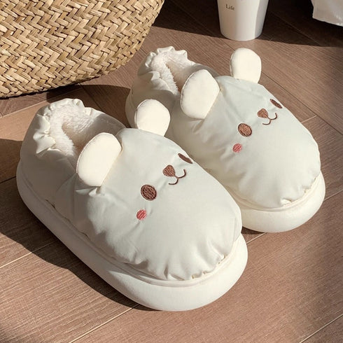 Bear Eared Puffer Home Slippers