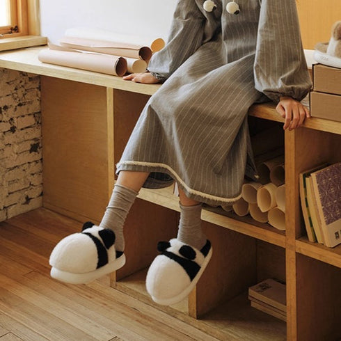 Giant Panda Furry Indoor Slippers