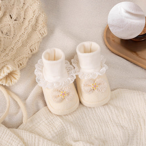 Ruffled Lace Bow Sock Boots