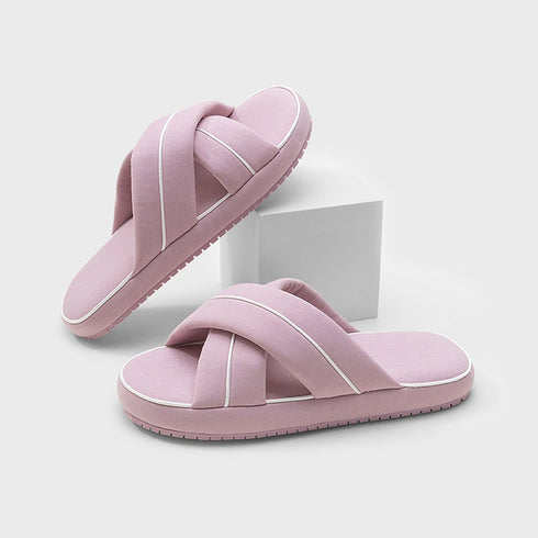 Puffy Padded Criss Cross Slides