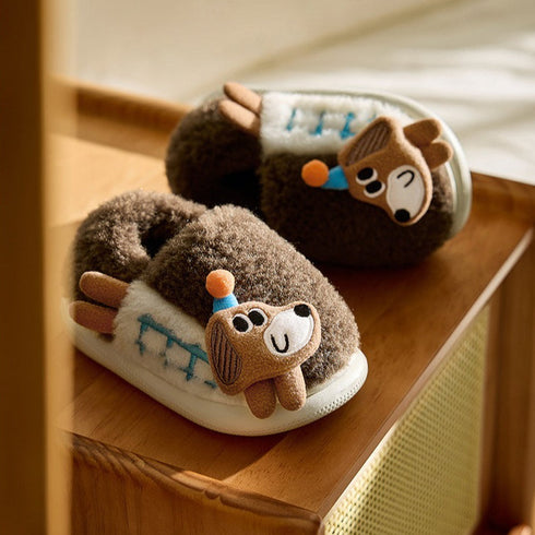 Fuzzy Puppy Party Hat Slippers